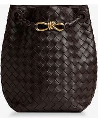 Bottega Veneta - Andiamo Bucket Leather Crossbody Bag With Intrecciato Pattern - Lyst