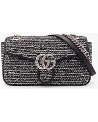 Gucci - Gg Marmont Fabric And Leather Shoulder Bag With All-Over Sequins - Lyst