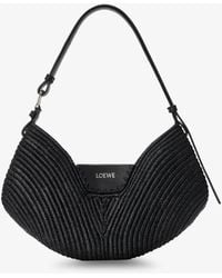 Loewe - Paula's Ibiza-Swing Raffia And Leather Shoulder Bag - Lyst