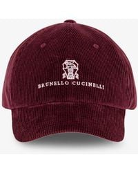 Brunello Cucinelli - Corduroy Hat With Embroidered Logo - Lyst