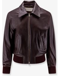 Ami Paris - Bordeaux Leather Jacket With Zip - Lyst