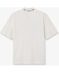 Stone Island - Cotton T-Shirt With Tone-On-Tone Logo Print On The Front - Lyst