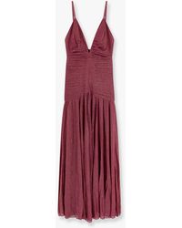 PATBO - Viscose Blend Long Dress With Metallic Effect - Lyst