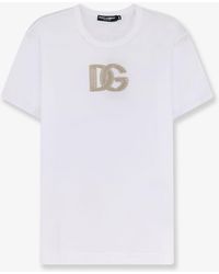 Dolce & Gabbana - Cotton T-Shirt With Patch Logo On The Front - Lyst