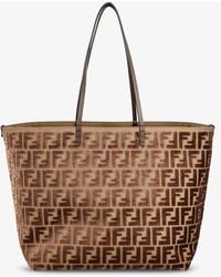 Fendi - Roll Large Ff Jacquard Fabric Shopping Bag - Lyst