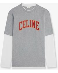 Celine - Cotton T-Shirt With Logo Print - Lyst