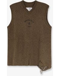 MM6 by Maison Margiela - Wool Blend Vest With Used Effect - Lyst
