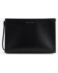 Orciani - Leather Clutch Bag With Metal Lettering Logo - Lyst