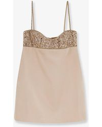 retroféte - Satin Dress With Rhinestones Detail - Lyst