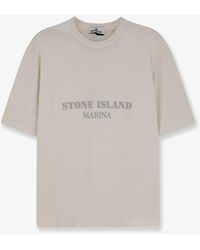 Stone Island - Cotton T-Shirt With Front Logo Print - Lyst