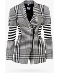 Burberry Corset Detail Check Technical Wool Blazer - Multicolour