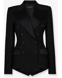 Dolce & Gabbana - Virgin Wool Blend Tuxedo Blazer With Body Detail - Lyst