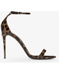 Dolce & Gabbana - Leather Sandals With Leo Print - Lyst
