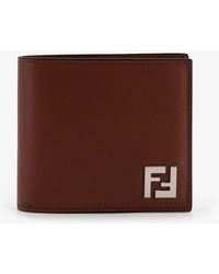 Fendi - Leather And Ff Jacquard Fabric Bifold Wallet - Lyst