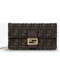 Fendi - Wallet On Chain Tube Ff Zucca Fabric Crossbody Bag - Lyst