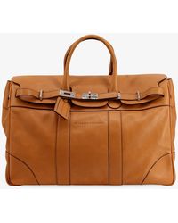 Brunello Cucinelli - Leather Travel Bag With Engraved Logo On The Front - Lyst