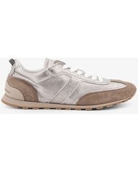 Brunello Cucinelli - Laminated Leather And Suede Sneakers - Lyst
