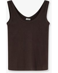 Brunello Cucinelli - Cotton Blend Tank Top With Back Monili Detail - Lyst