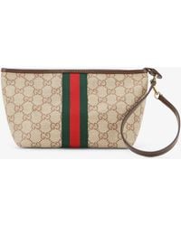 Gucci - Gg Fabric Clutch With Nastro Web On The Front - Lyst