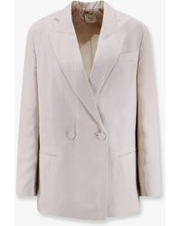 Alysi - Double-Breasted Lyocell And Linen Blazer - Lyst