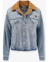 Miu Miu - Denim Jacket With Suede Detail - Lyst