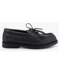 Bottega Veneta - Pier Intrecciato Leather Boat Shoes - Lyst