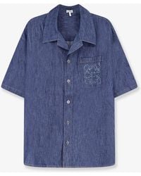Loewe - Denim Shirt With Embroidered Anagram Logo - Lyst