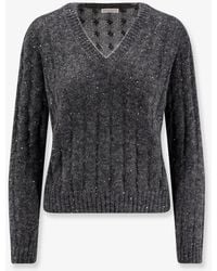 Brunello Cucinelli - Wool Blend Sweater With All-Over Sequins - Lyst