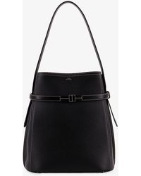 TOTEME - Hammered Leather Bucket Bag With Strap On The Front - Lyst