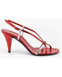Versace - Metallic Leather Sandals With Medusa Logo On The Front - Lyst