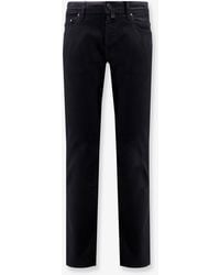 Jacob Cohen - Cotton Blend Trousers With Leather Logo Tag - Lyst