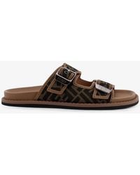 Fendi - Feel Jacquard Ff Fabric Sandals-Uomo - Lyst