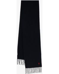 Ami Paris - Wool Scarf With Ami De Cå“Ur Embroidery - Lyst