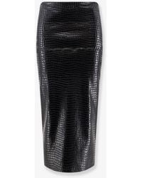 Nude - Faux Leather Skirt With Embossed Croco Print - Lyst