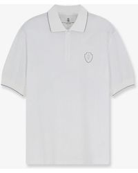 Brunello Cucinelli - Technical Fabric Polo Shirt With Embroidered Logo On The Front - Lyst