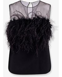 Alberta Ferretti - Viscose Top With Front Feather Detail - Lyst