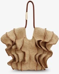 Zimmermann - Goldentime Raffia Shoulder Bag With Ruffles - Lyst