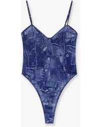 DIESEL - Bridget Nylon Bodysuit With Denim Print - Lyst