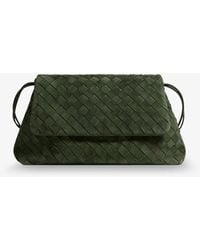 Bottega Veneta - Suede Giorno Shoulder Bag With Intrecciato Pattern - Lyst