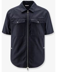 Moncler - Cotton Blend Shirt With Zip - Lyst