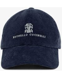 Brunello Cucinelli - Corduroy Hat With Embroidered Logo - Lyst