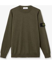 Stone Island - Wool Sweater With Side Logo Patch - Lyst