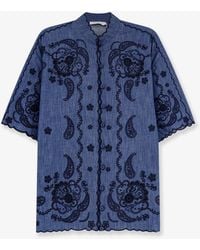 Zimmermann - Aster Denim Shirt With All-Over Contrasting Embroidery - Lyst