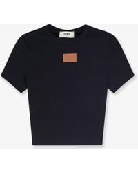 Fendi - Cropped Stretch Cotton T-Shirt - Lyst