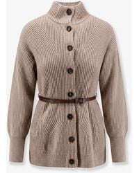 Brunello Cucinelli - Wool, Cashmere, And Silk Blend Cardigan - Lyst