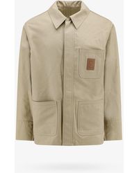 Ferragamo - Cotton And Viscose Jacket With Gancini Hook Leather Patch - Lyst