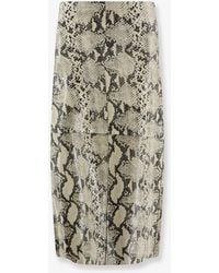 Alysi - Python-Print Leather Midi Skirt - Lyst