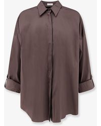 Brunello Cucinelli - Cotton Blend Shirt With Shiny Trim - Lyst