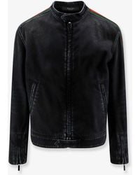 Gucci - Denim Jacket With Web Detail - Lyst