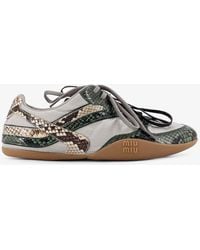 Miu Miu - Gymnasium Technical Fabric And Python-Print Aisley Sneakers - Lyst